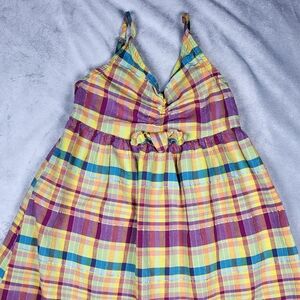 Thereabouts Girls Plaid Sundress S 7/8 Multi Sundress with Yellow, Purple & Teal